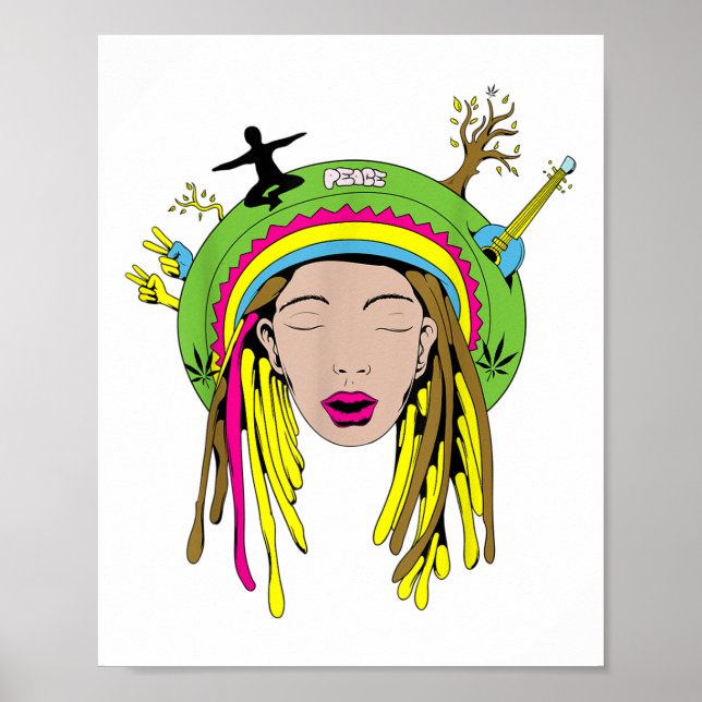 Póster La mujer de la paz reggae la protección ambiental (Frente)