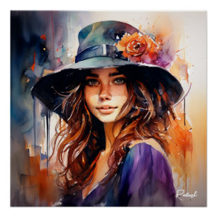 Póster La mujer del sombrero: Retrato de gracia vibrante