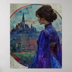 Póster La mujer en azul