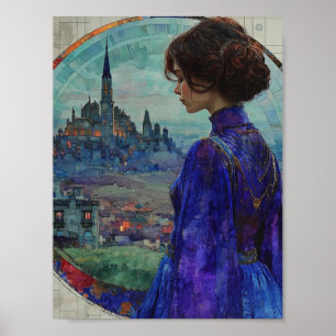 Póster La mujer en azul