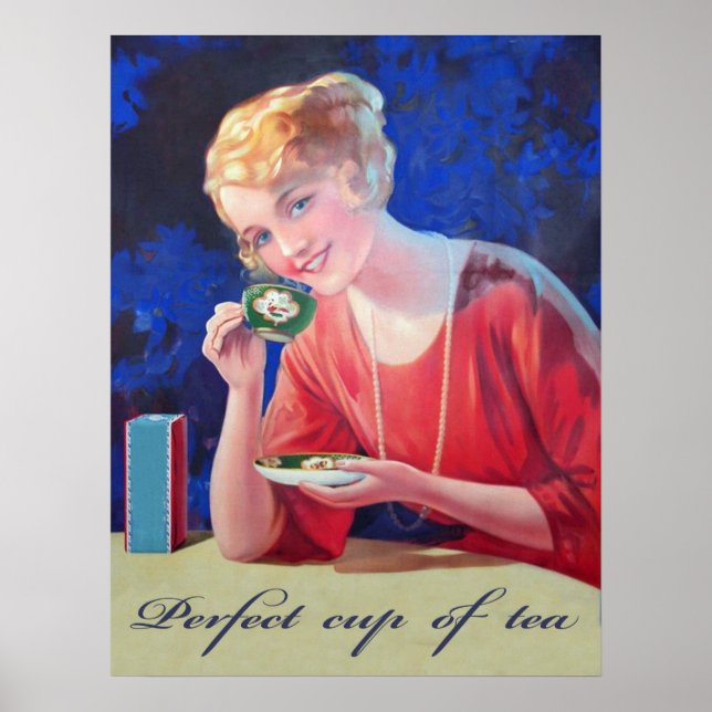 Póster La mujer está tomando una taza perfecta de té, vin (Frente)