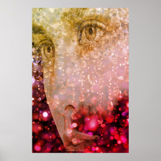 Póster La mujer lloviendo en un cartel en la pared