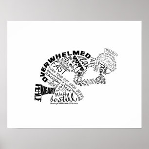 Póster La mujer rezando en el Poster negro 20x16