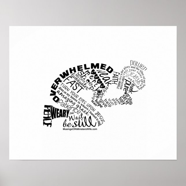 Póster La mujer rezando en el Poster negro 20x16 (Frente)