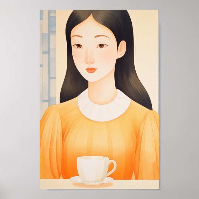 Póster La mujer solitaria en el café (Frente)