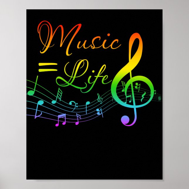 Póster La música es igual a la vida Treble Clef Music Ave (Frente)