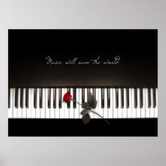 Póster La música salvará al mundo - Rosa poster de piano