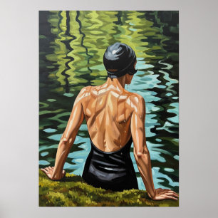 Póster LA NAGEUSE DE LA RIVIÈRE (El nadador del río) - Or