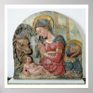 Póster La Natividad, c.1460 (terracota pintada)