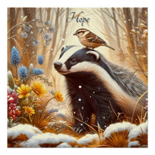 Póster La naturaleza de Badger y Sparrow