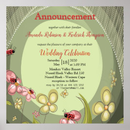 Póster La naturaleza de juego con flores y ladybird