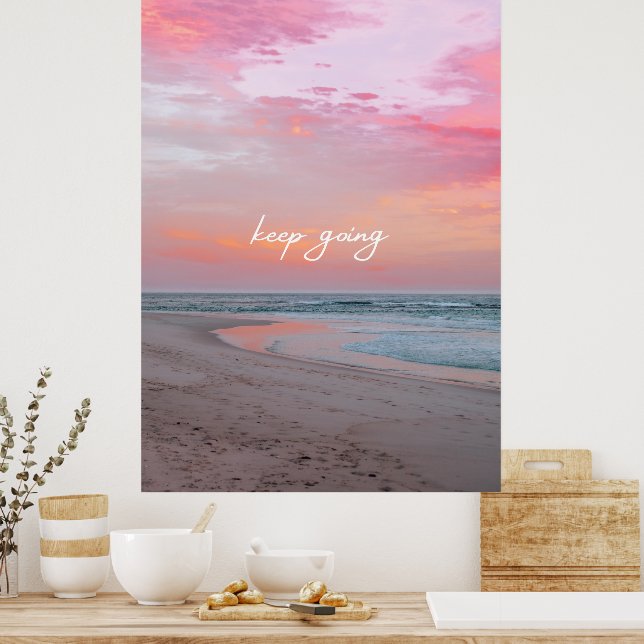 Póster La naturaleza rosa azul de una foto sigue adelante (Cocina)