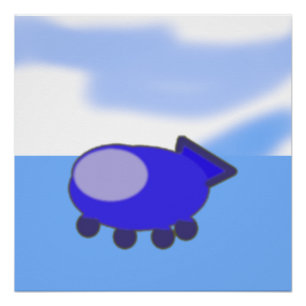 Póster La nave espacial azul cúpula en las nubes azules f