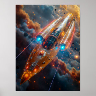 Póster La nave espacial en el espacio