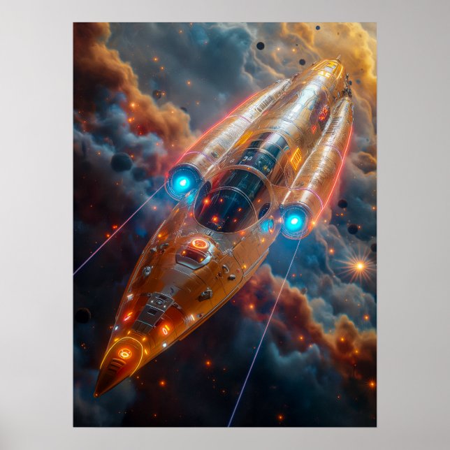 Póster La nave espacial en el espacio (Frente)