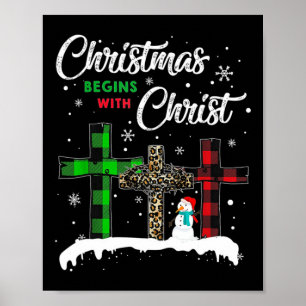Póster La Navidad Comienza Con Cristo Jesús Muñeco de Nie