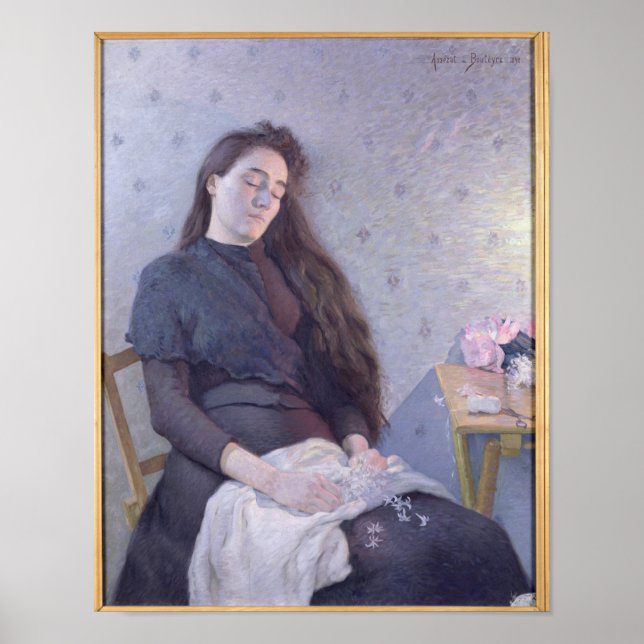 Póster La niña durmiente con flores, 1892 (Frente)