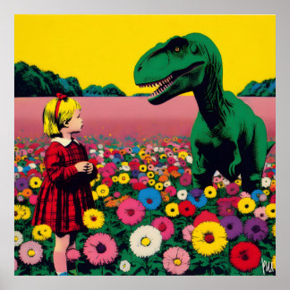 Póster La niña pequeña y el dino