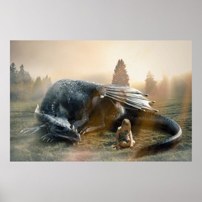 Póster La niña pequeña y su dragón (Frente)