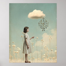 Póster La niña y su cometa clave | Libro de cuentos surre