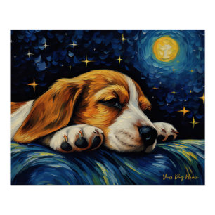Póster La noche estrellada - Beagle Dog 002 - Qian wan Go