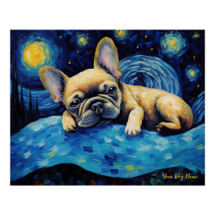 Póster La noche estrellada - Bulldog francés 003 - Qian w