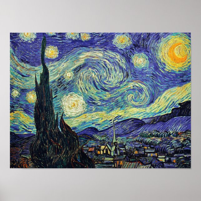 Póster La noche estrellada de Van Gogh (Frente)