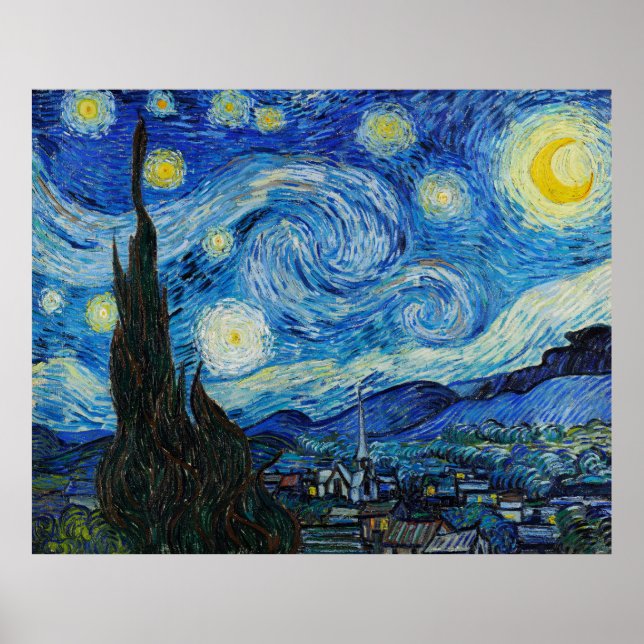 Póster La noche estrellada de Van Gogh (Frente)