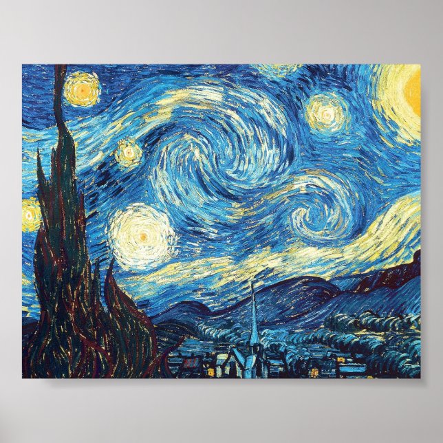 Póster La noche estrellada de Van Gogh (Frente)