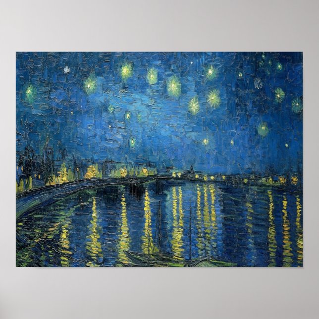 Póster La noche estrellada de Van Gogh sobre el Ródano (Frente)