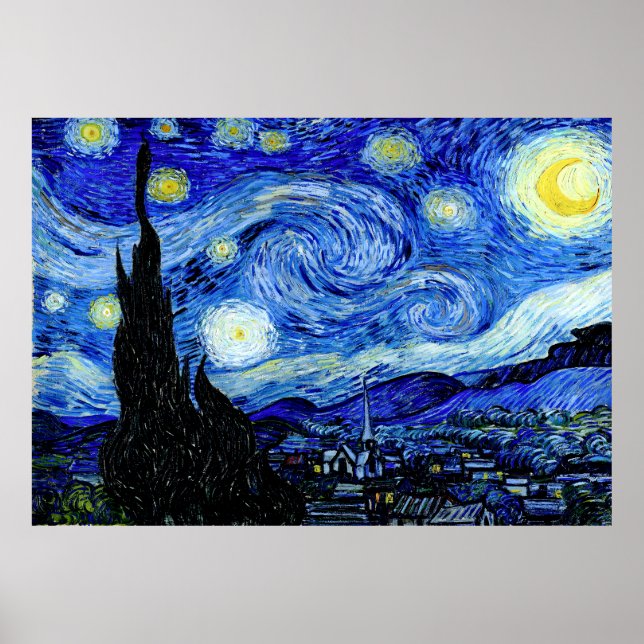 Póster La noche estrellada de Vincent van Gogh (Frente)