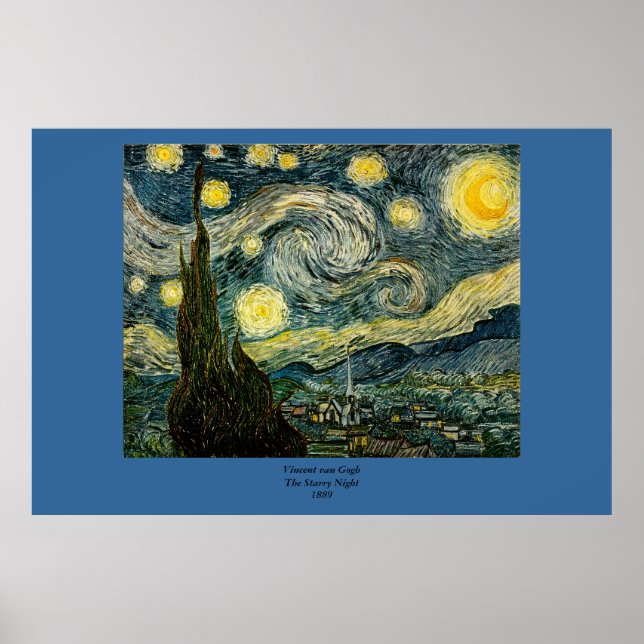 Póster La noche estrellada de Vincent van Gogh (1889) (Frente)