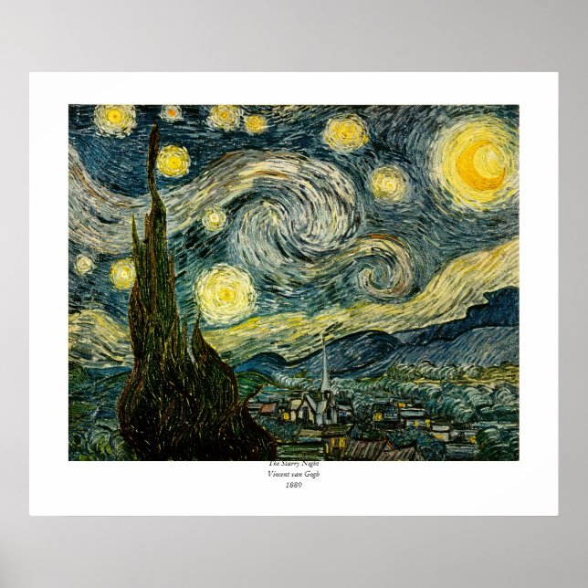 Póster La noche estrellada de Vincent van Gogh (1889) (Frente)