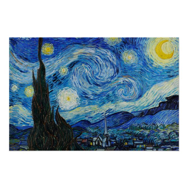 Póster La noche estrellada de Vincent Van Gogh (1889) (Anverso)