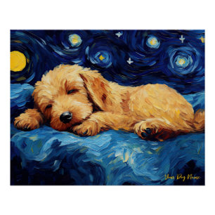 Póster La noche estrellada - Goldendoodle Dog 002 - Qian 