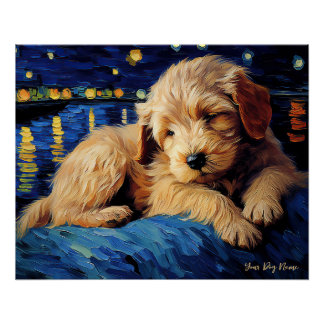 Póster La noche estrellada - Goldendoodle Dog 003 - Qian 