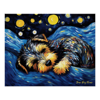 Póster La noche estrellada - Perro Schnauzer 002 - Qian w