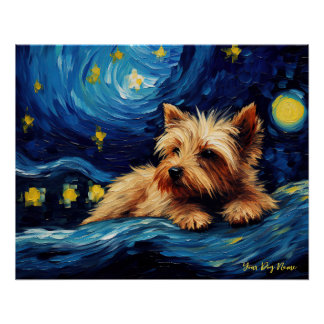 Póster La noche estrellada - Perro Terrier de Yorkshire 0