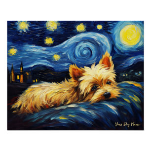 Póster La noche estrellada - Perro Terrier de Yorkshire 0