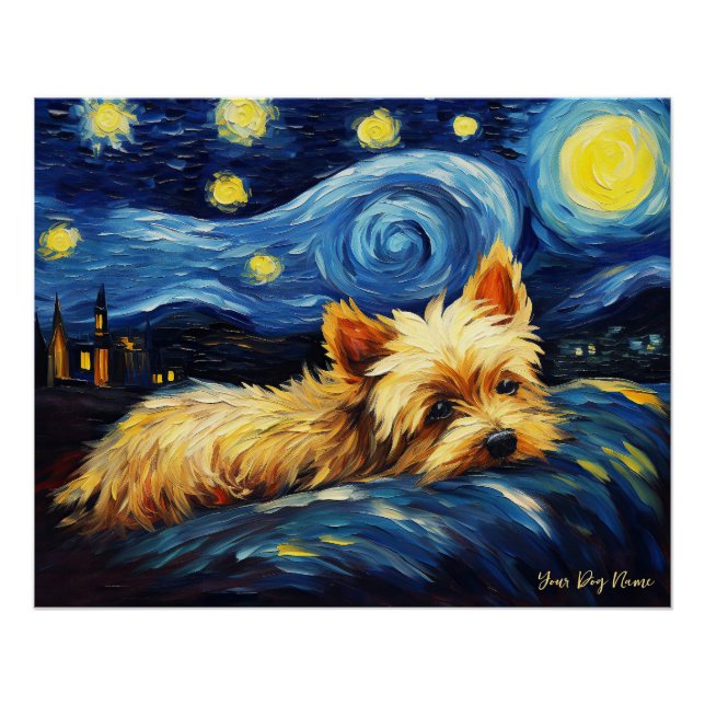 Póster La noche estrellada - Perro Terrier de Yorkshire 0 (Anverso)