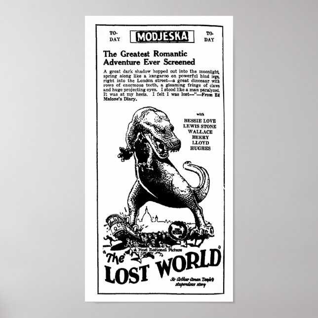 Póster La novela Arthur Conan Doyle de Lost World 1925 (Frente)