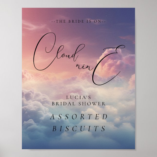 Póster La Novia Está En El Rótulo De Comida Nube 9 Bridal (Frente)
