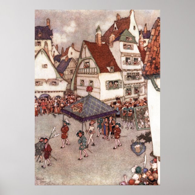 Póster La nueva ropa del emperador por Edmund Dulac (Frente)