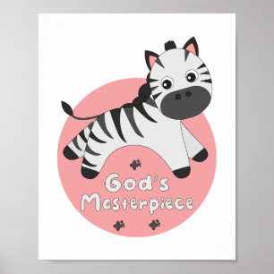 Póster La obra maestra de Dios Kawaii feliz bebé cebra sa