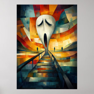 Póster La obra maestra minimalista cubista inspirada en E