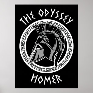 Póster La Odisea Homero Casco Griego Mitología Antigua I