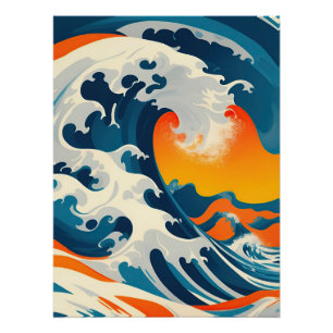 Póster La onda japonesa vintage perfecta