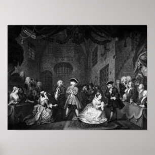 Póster La ópera del mendigo, escena III, acto XI, c.1728