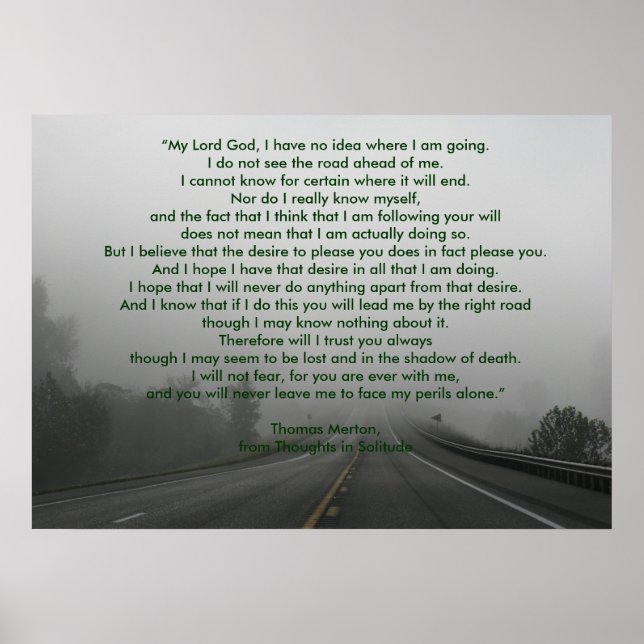 Póster La oración de Thomas Merton desde pensamientos en  (Frente)