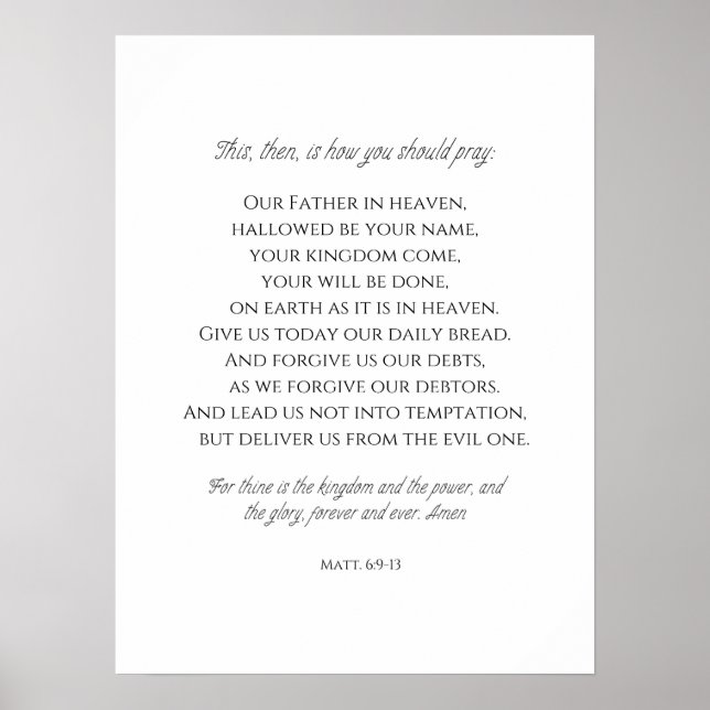 Póster La oración del Señor. (Frente)